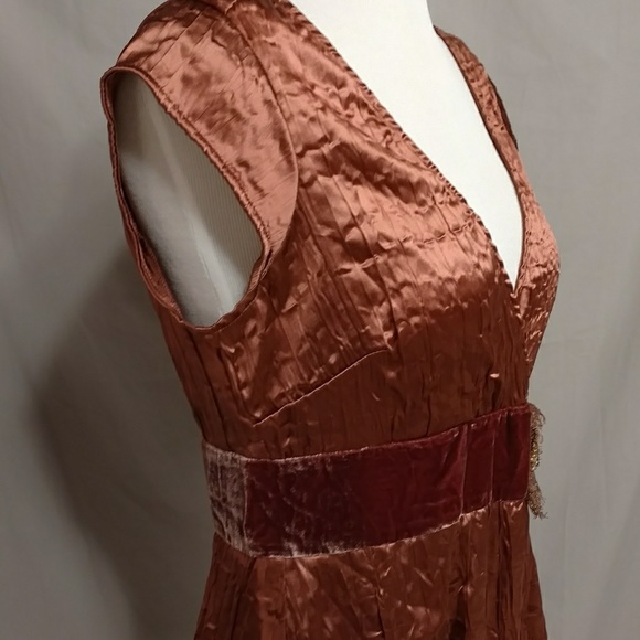 Odille Silk & Velvet Blouse Feminine Top Copper 8M - Picture 2 of 8